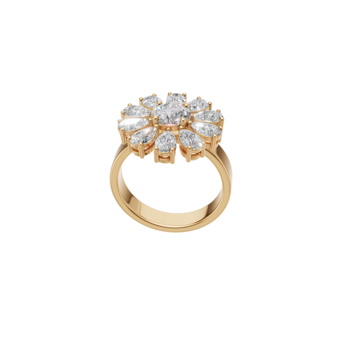 Flower Pear Cut Diamond Ring 