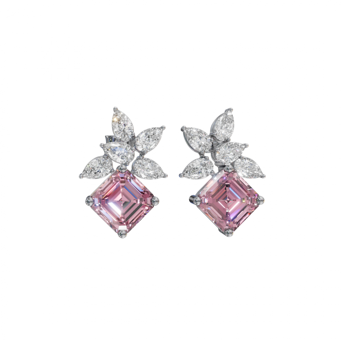 Emerald & Pear Cut Diamond Earrings