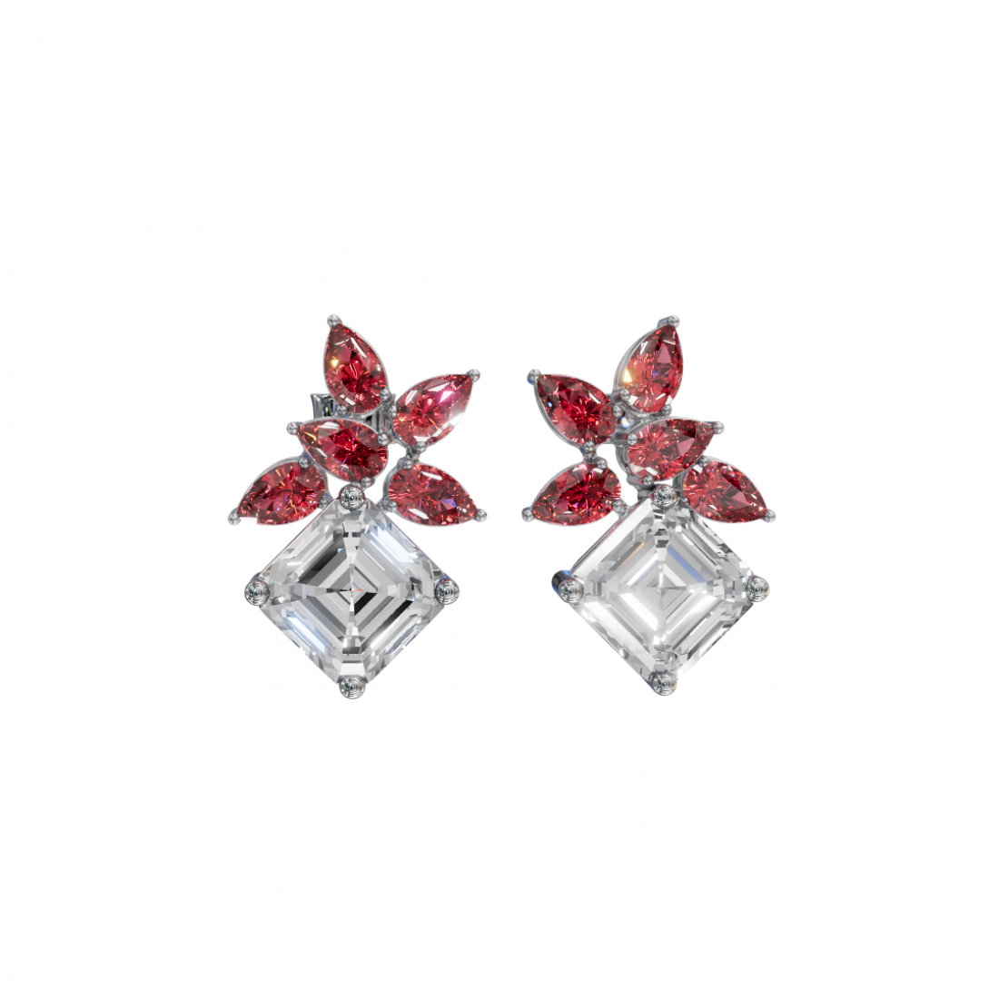 Emerald & Pear Cut Diamond Earrings