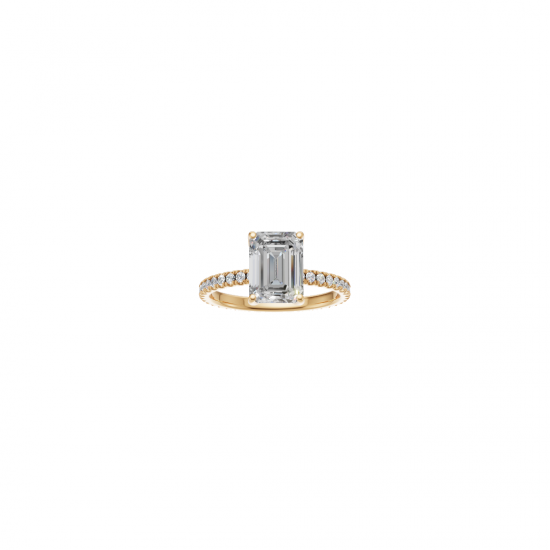 Side Stone Emerald Cut Solitaire Diamond Ring
