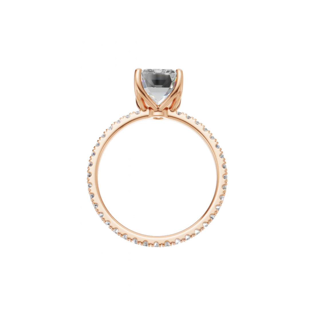 Side Stone Emerald Cut Solitaire Diamond Ring