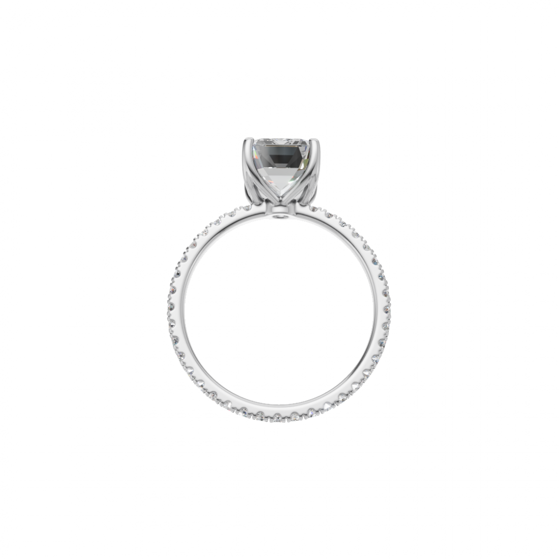 Side Stone Emerald Cut Solitaire Diamond Ring