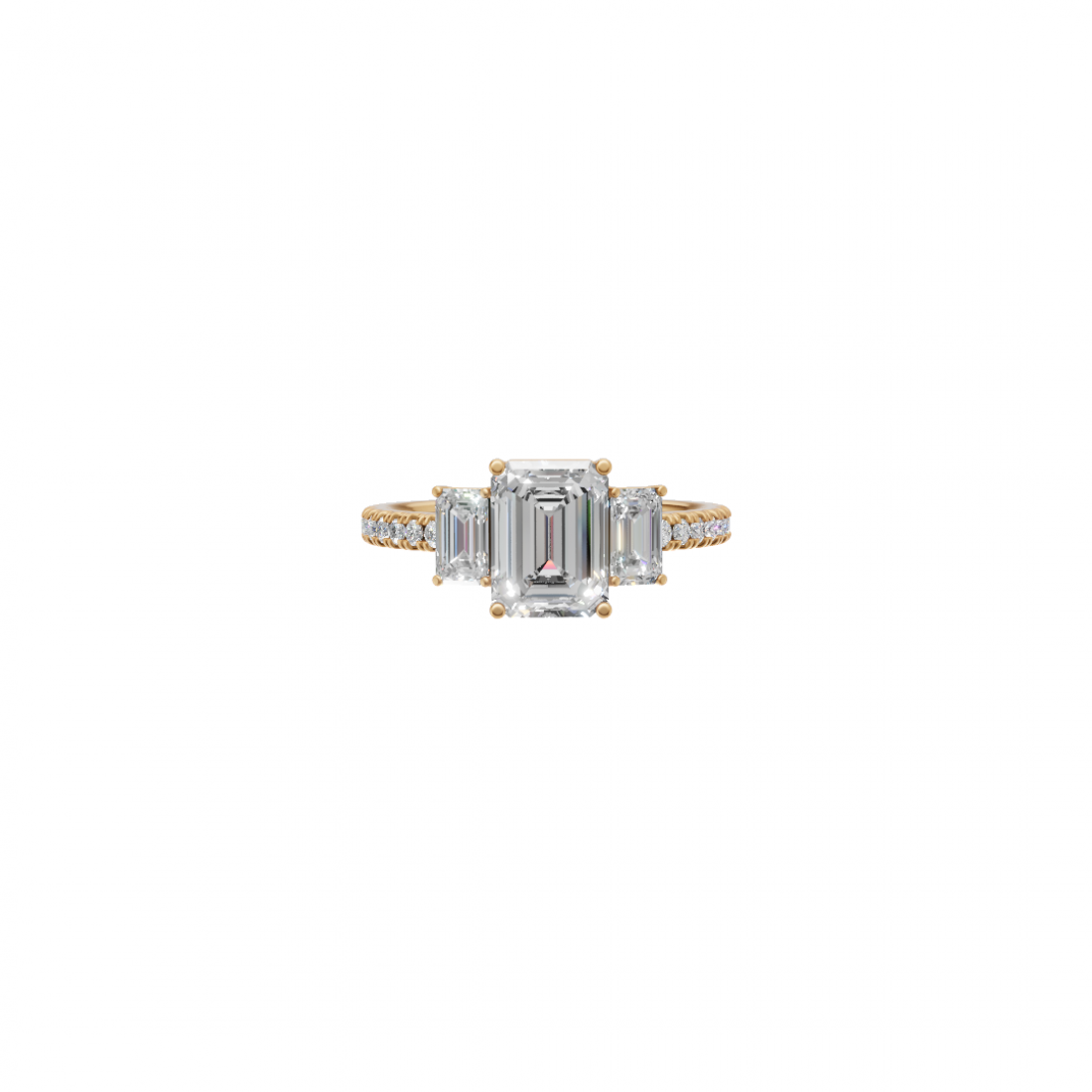 Trilogy - Emerald Cut Solitaire Diamond with Side Stones