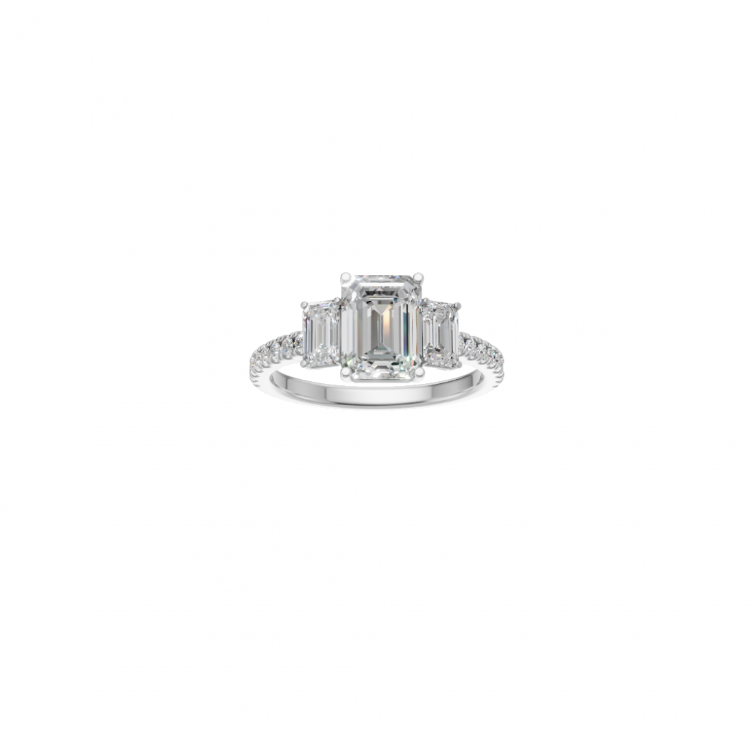 Trilogy - Emerald Cut Solitaire Diamond with Side Stones
