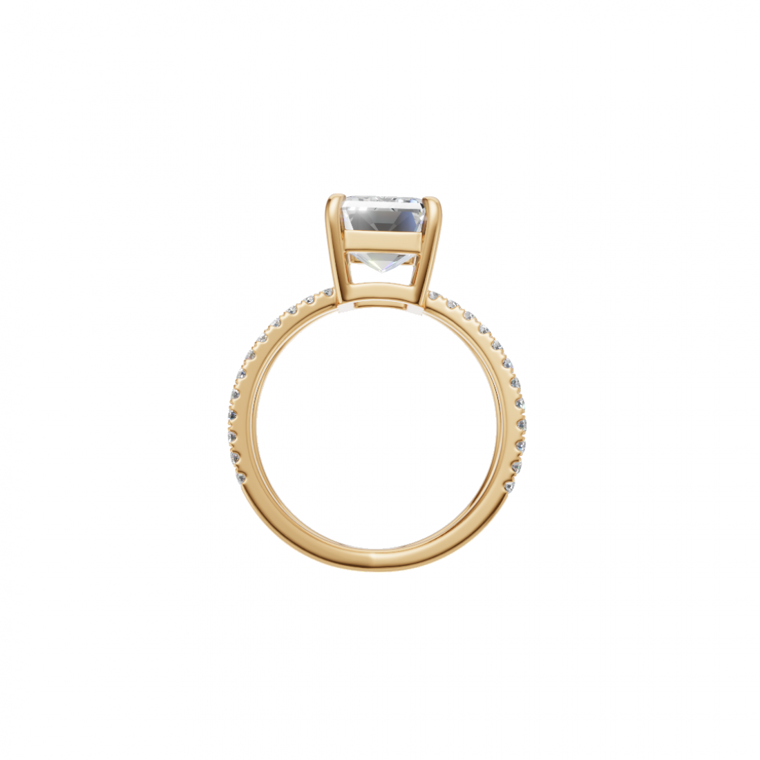 Emerald Cut Solitaire Diamond with Split Shank Band