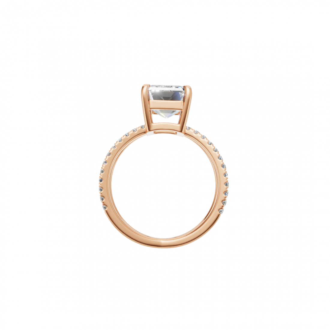Emerald Cut Solitaire Diamond with Split Shank Band