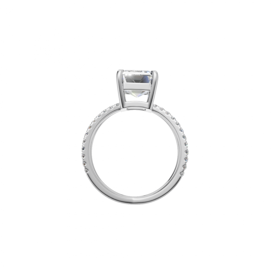 Emerald Cut Solitaire Diamond with Split Shank Band