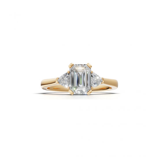 Trilogy Emerald and Trillion Cut Solitaire Diamond Ring