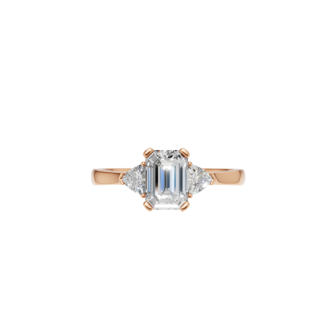 Trilogy Emerald and Trillion Cut Solitaire Diamond Ring