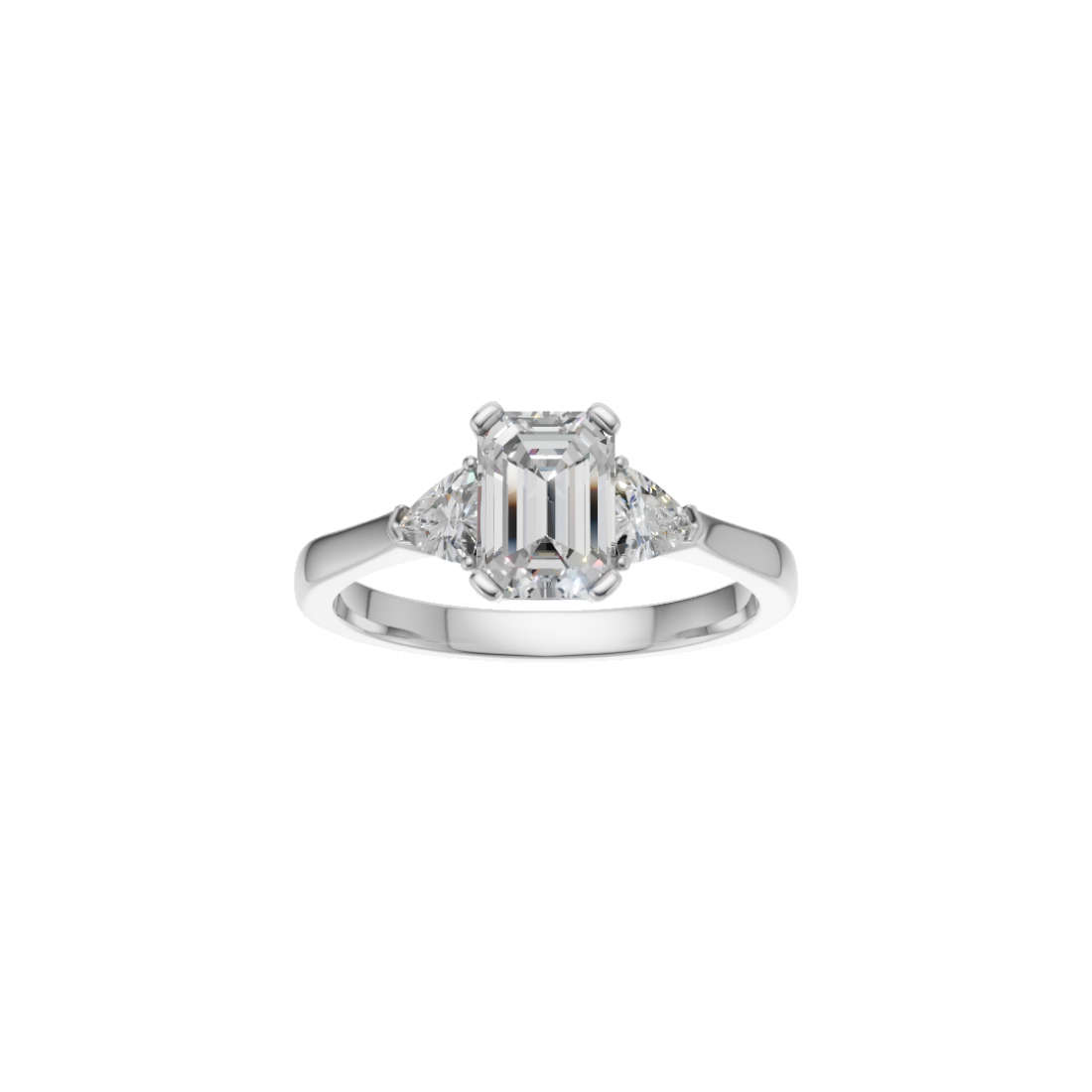 Trilogy Emerald and Trillion Cut Solitaire Diamond Ring