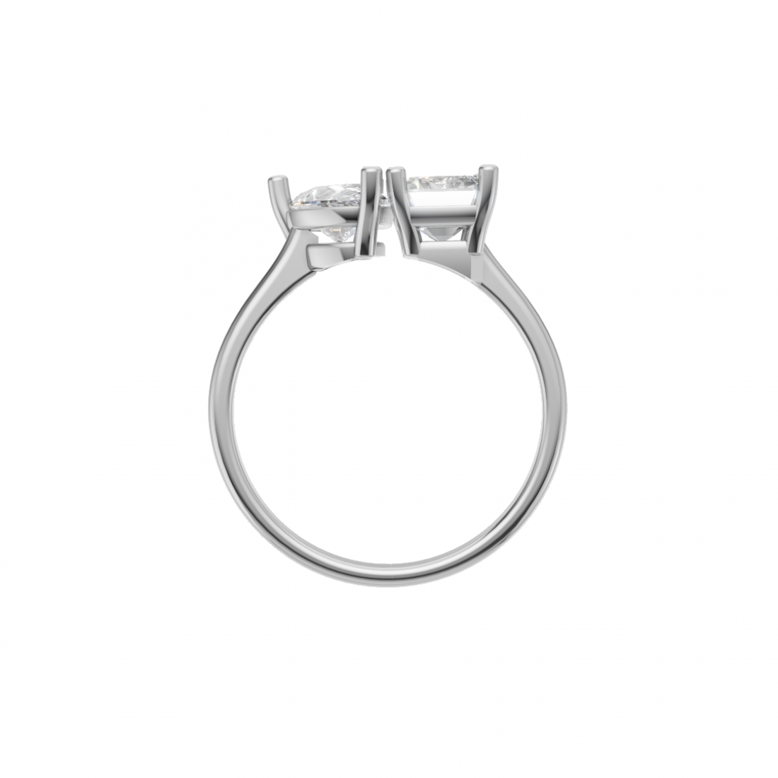 Toi et Moi Emerald and Pear Cut Diamond Ring