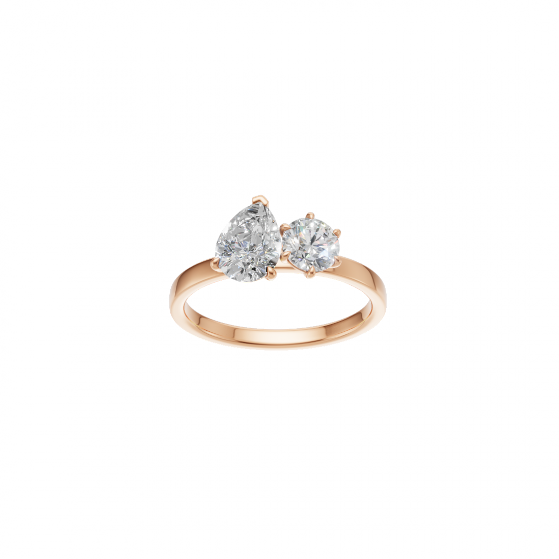 Toi et Moi Pear and Round Diamond Ring