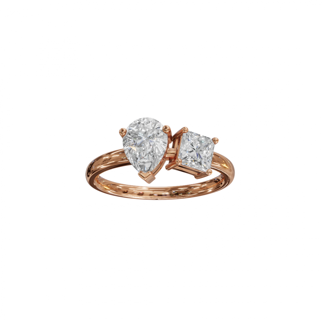 Toi et Moi Pear and Princess Diamond Ring