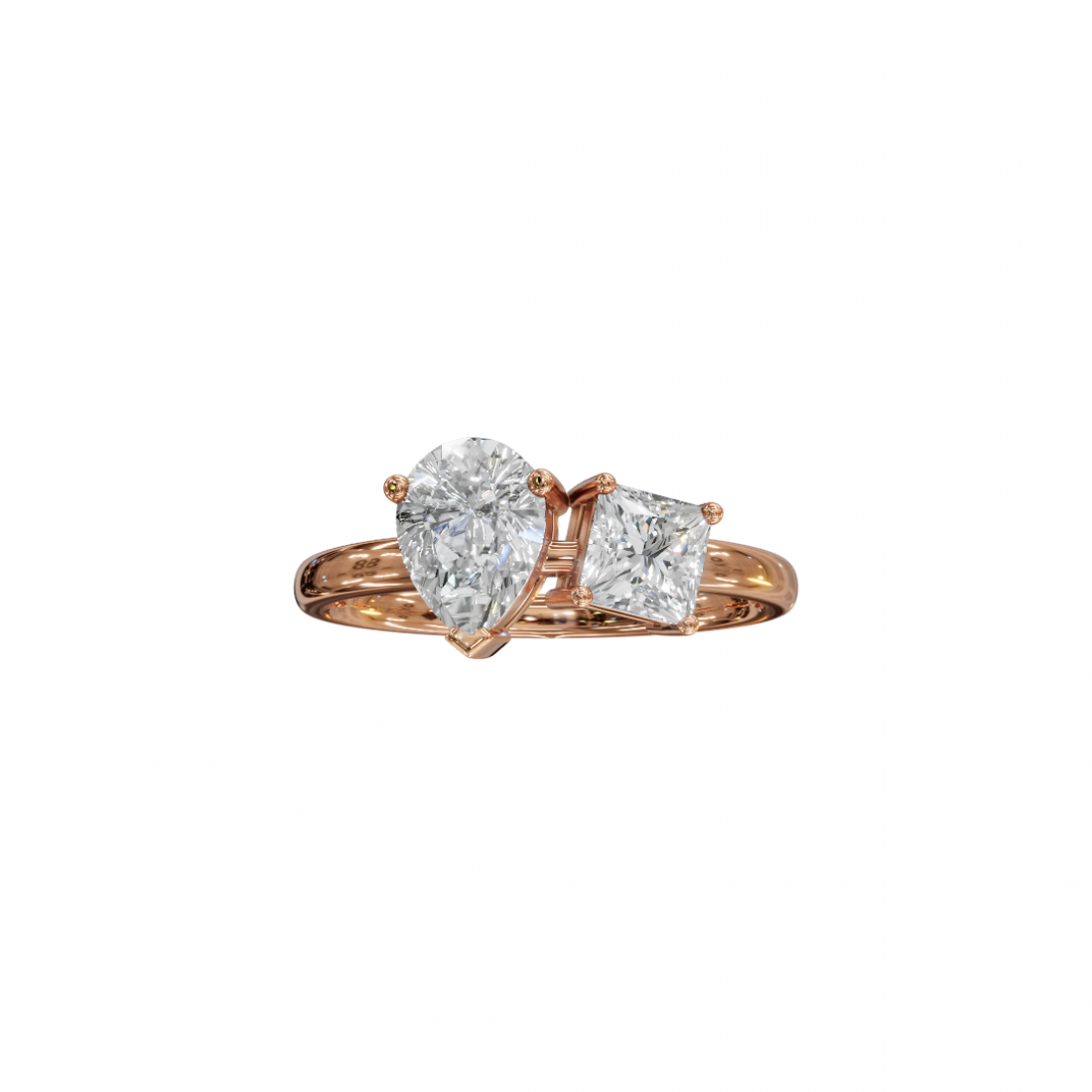 Toi et Moi Pear and Princess Diamond Ring