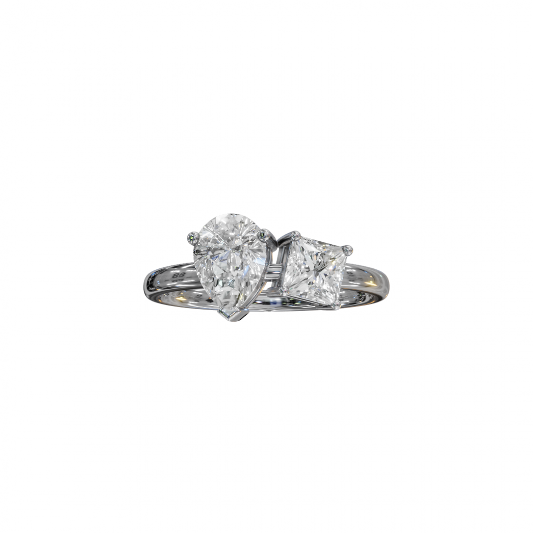 Toi et Moi Pear and Princess Diamond Ring