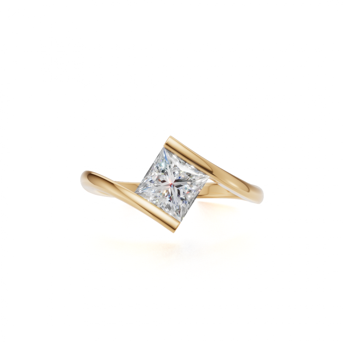 Princess-Cut Diamond Tension Setting Ring