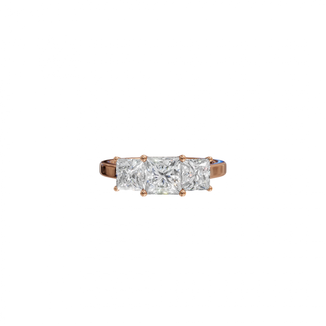 Trilogy Princess-Cut Diamond Ring in Cathedral Setting 