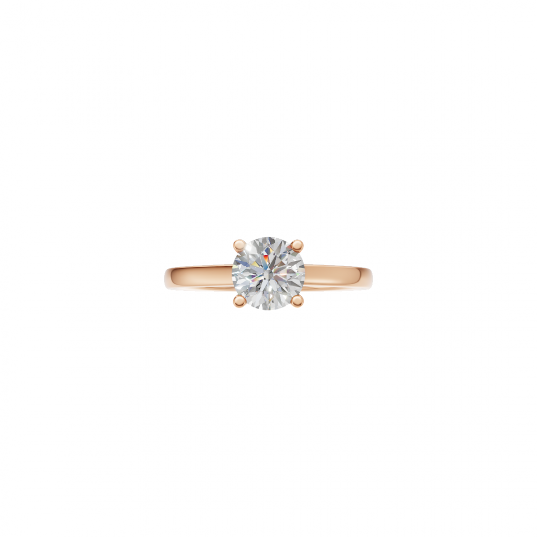 Tapered Round Solitaire Diamond Engagement Ring