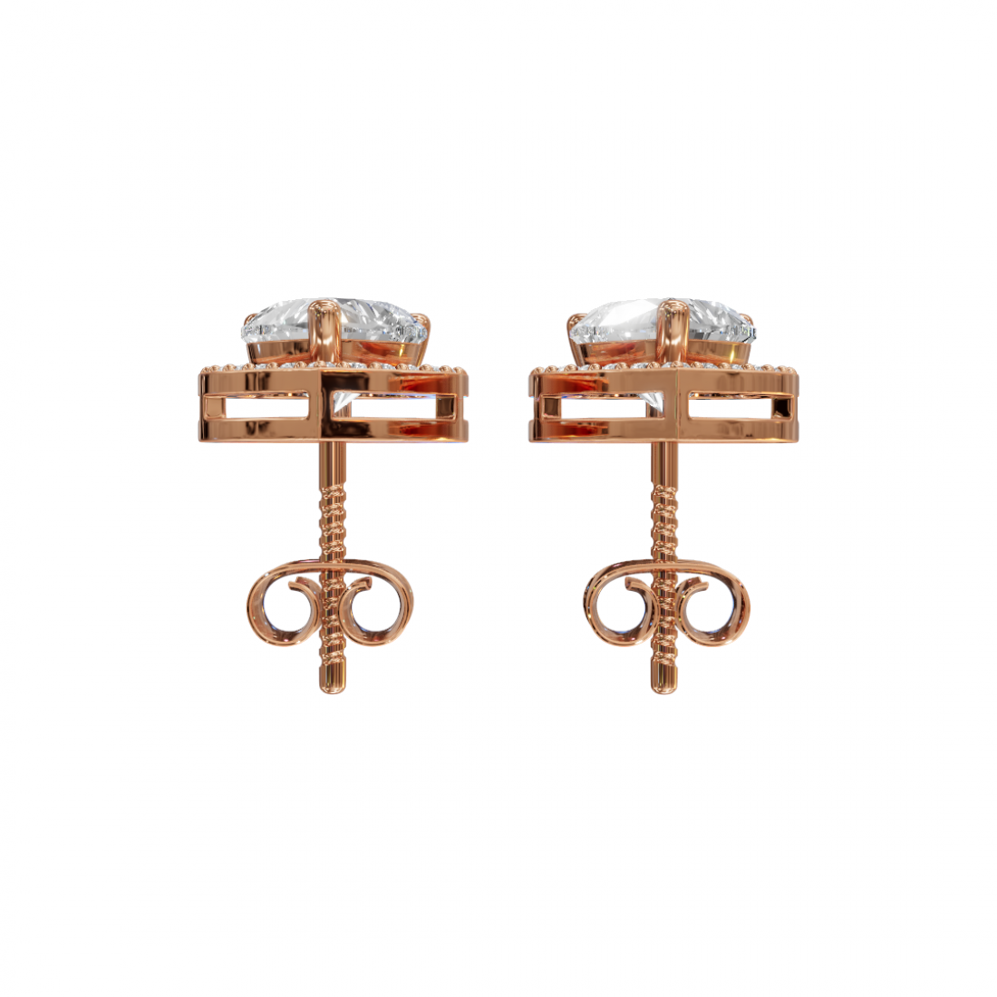 Heart-Shaped Diamond Halo Studs