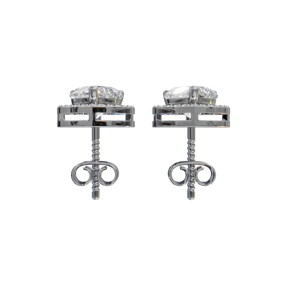 Heart-Shaped Diamond Halo Studs