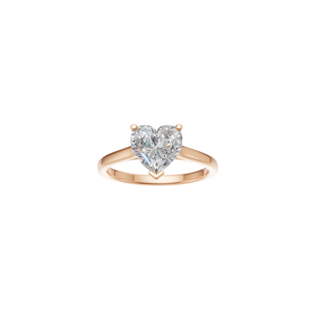 Heart-Shaped Diamond Solitaire Ring in Cathedral Setting 