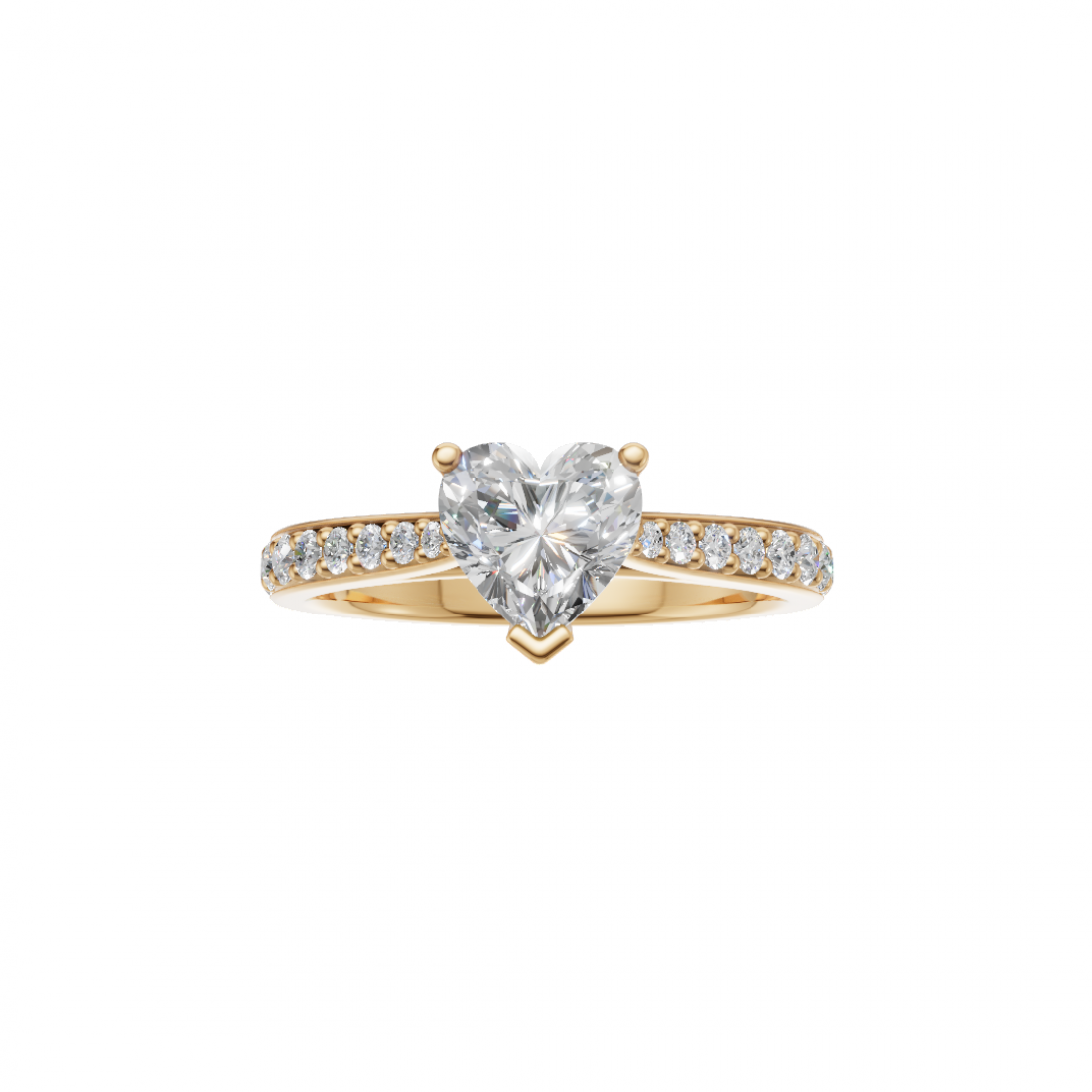 Heart-Shaped Diamond Ring with Pavé Band