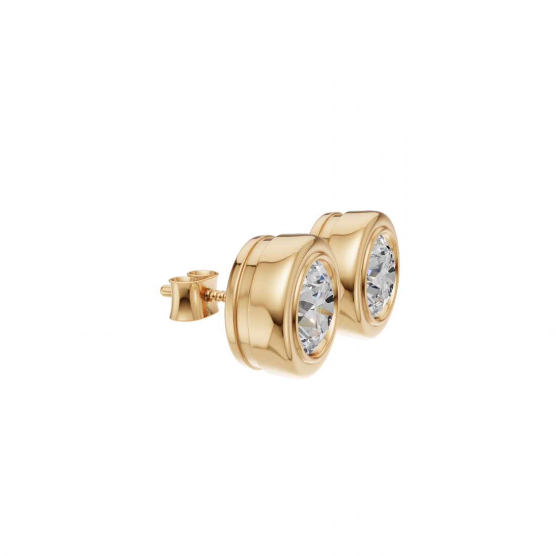 Bezel-Set Round Cut Diamond Studs