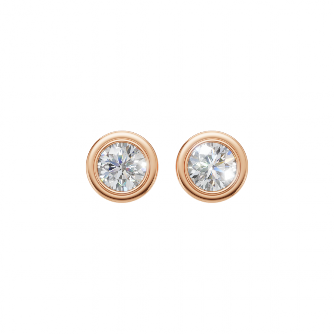 Bezel-Set Round Cut Diamond Studs