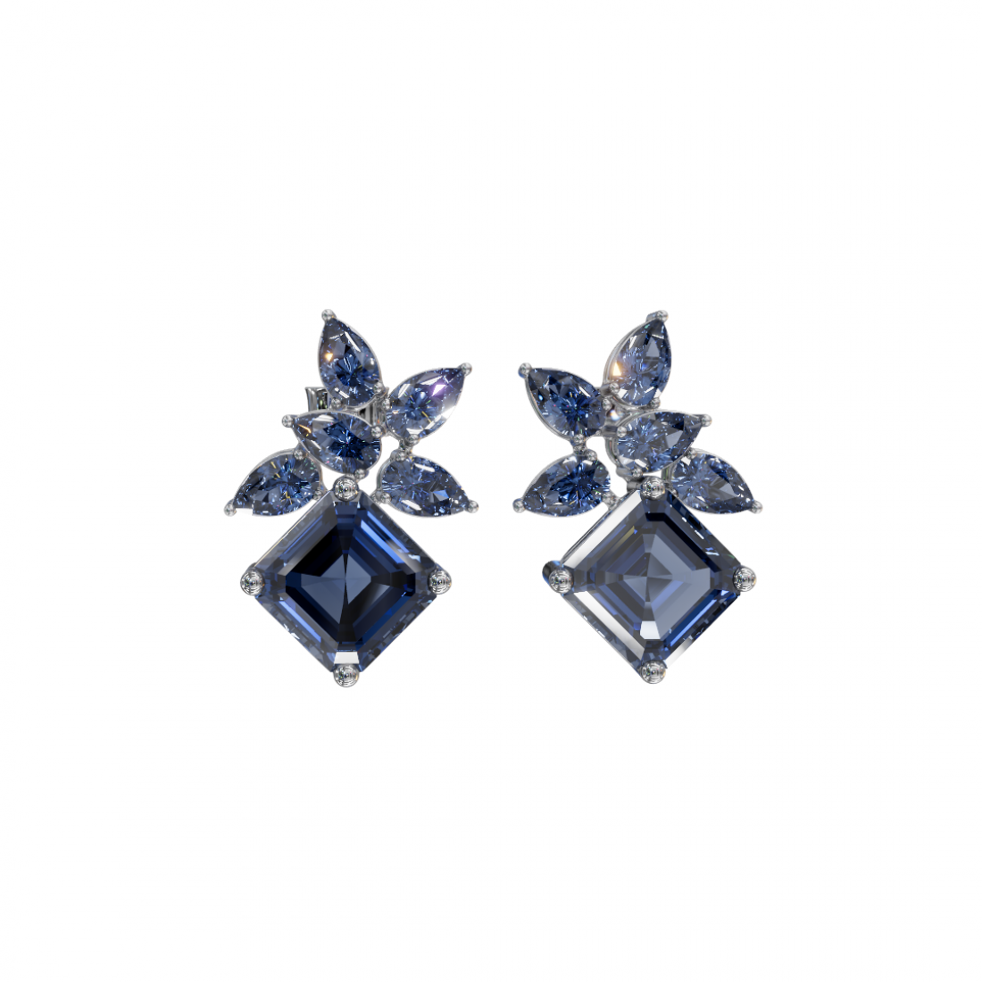 Emerald & Pear Cut Diamond Earrings