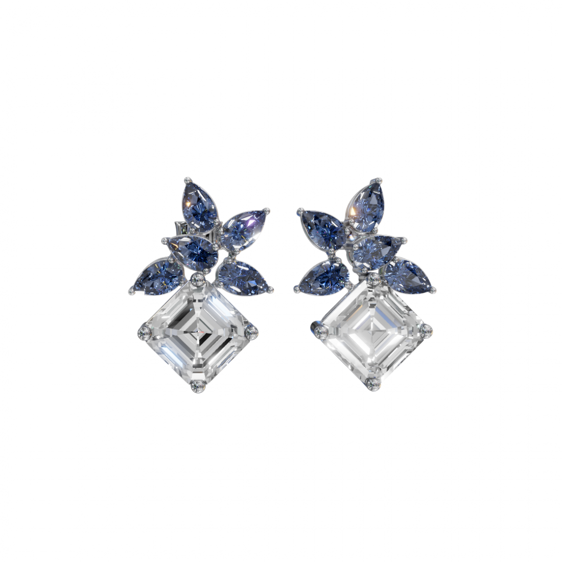 Emerald & Pear Cut Diamond Earrings