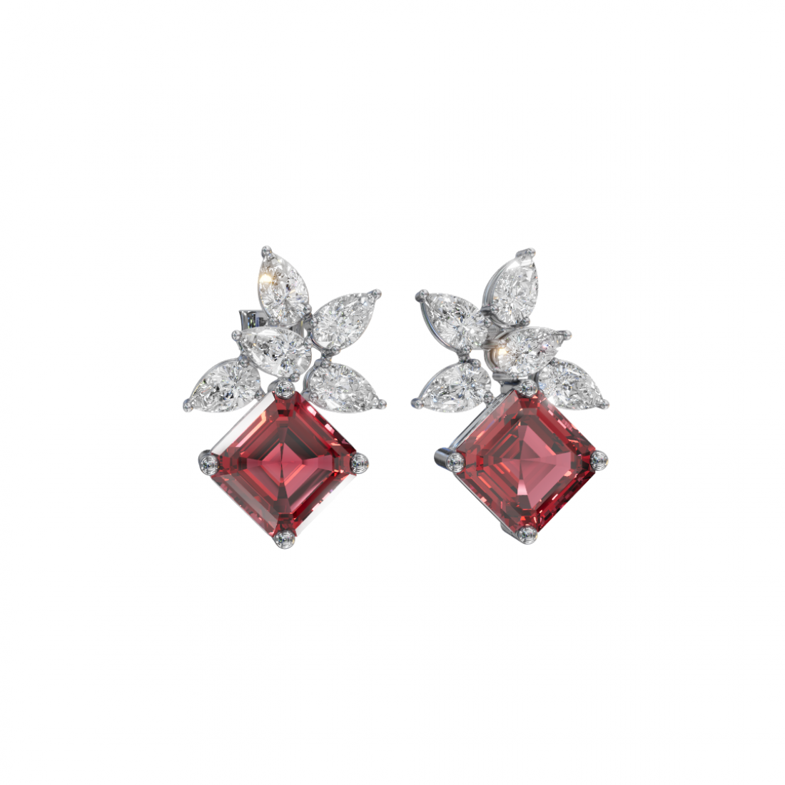 Emerald & Pear Cut Diamond Earrings