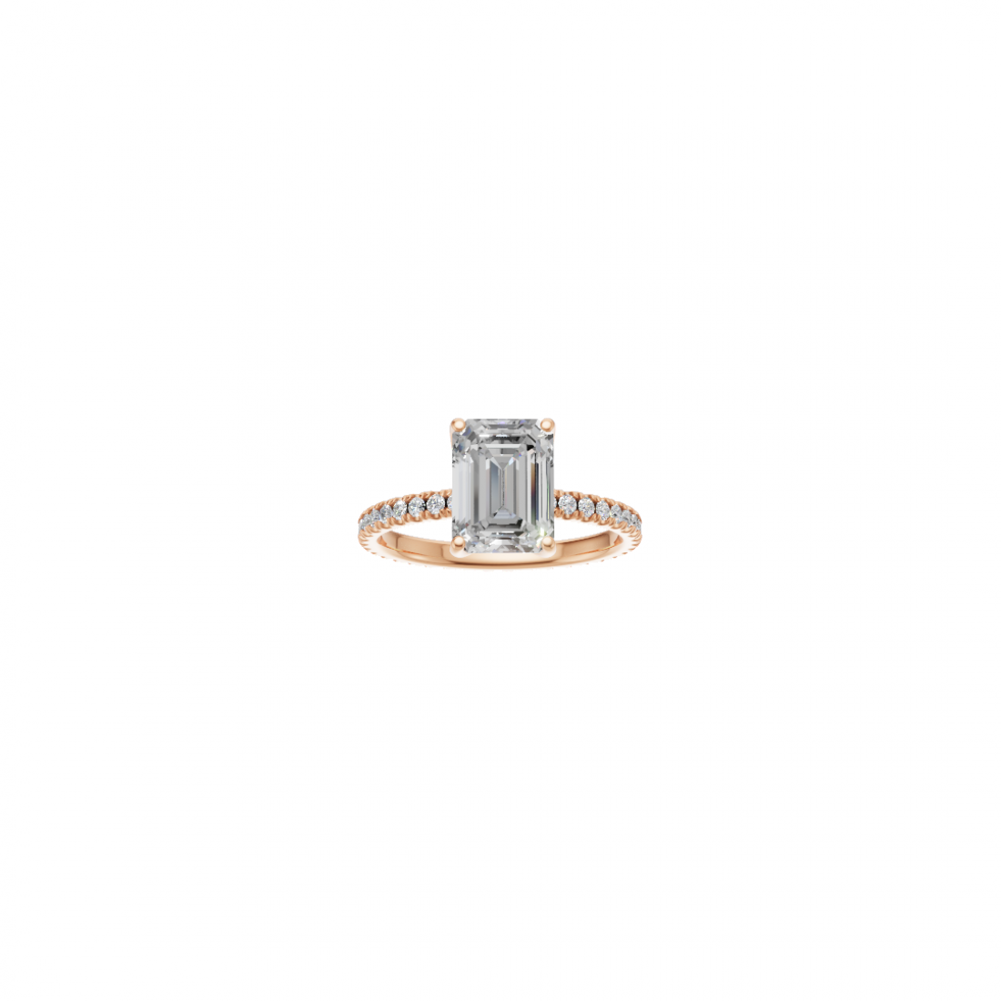 Side Stone Emerald Cut Solitaire Diamond Ring