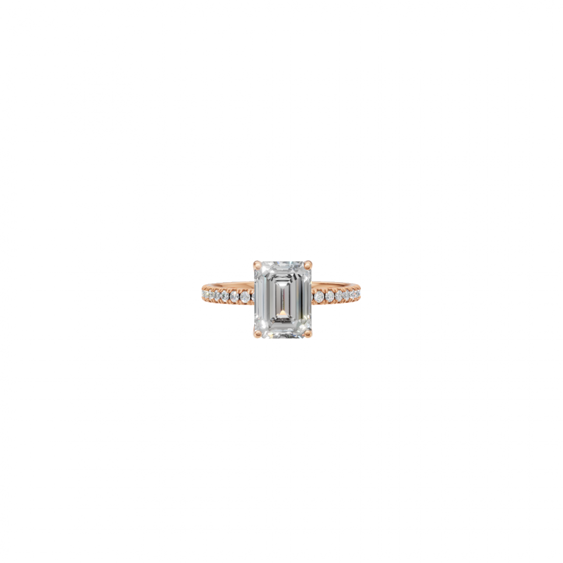 Side Stone Emerald Cut Solitaire Diamond Ring