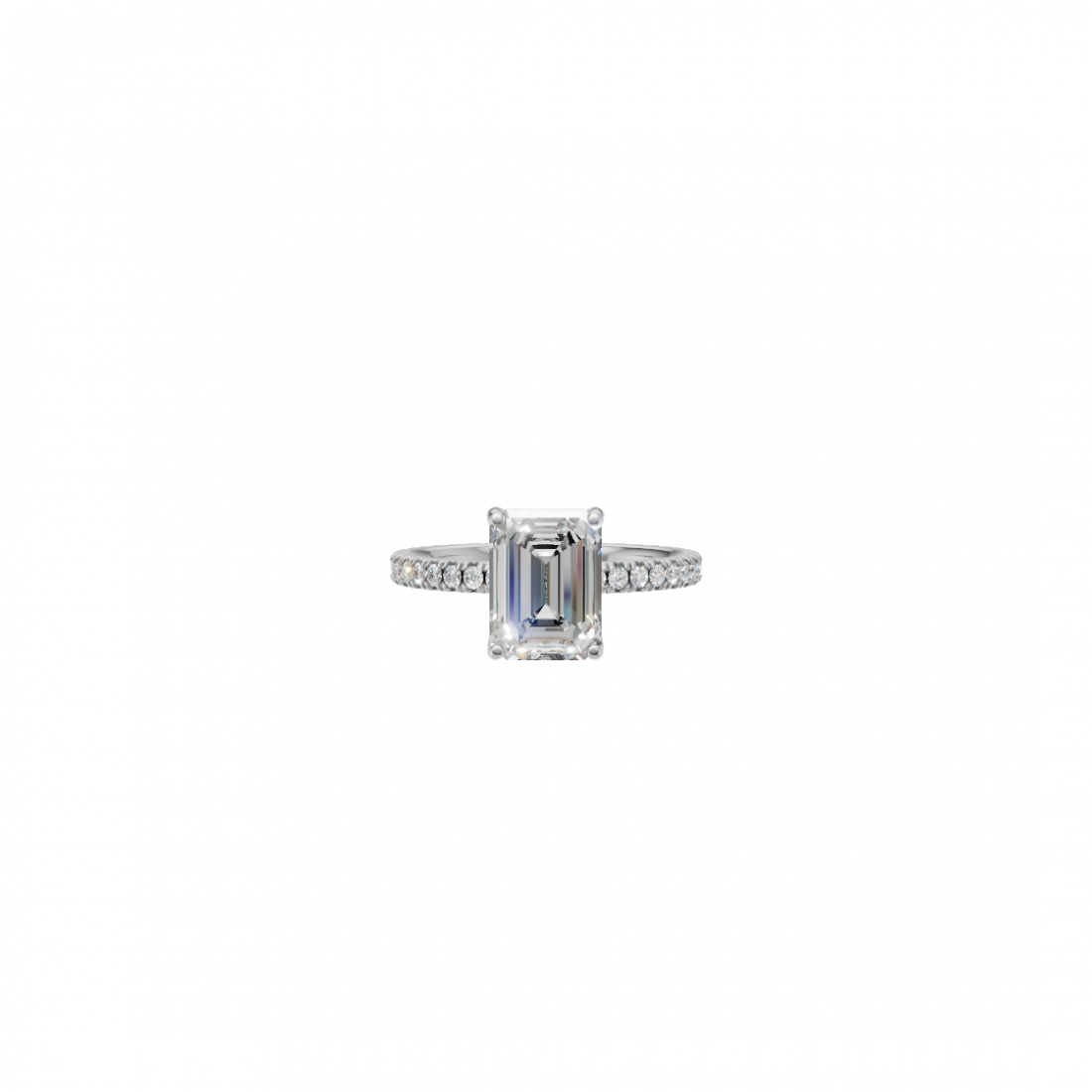 Side Stone Emerald Cut Solitaire Diamond Ring