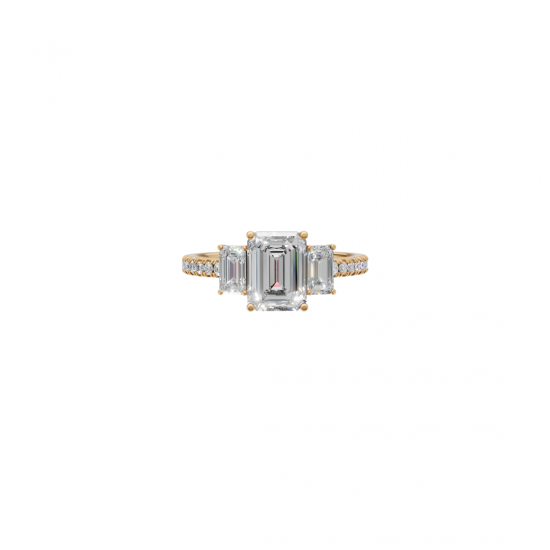 Trilogy - Emerald Cut Solitaire Diamond with Side Stones