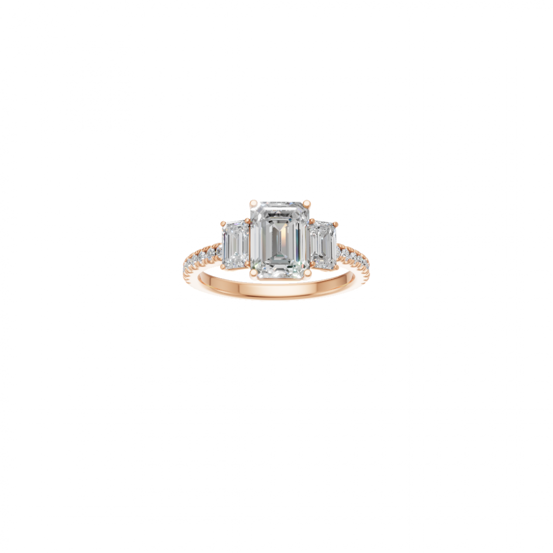 Trilogy - Emerald Cut Solitaire Diamond with Side Stones