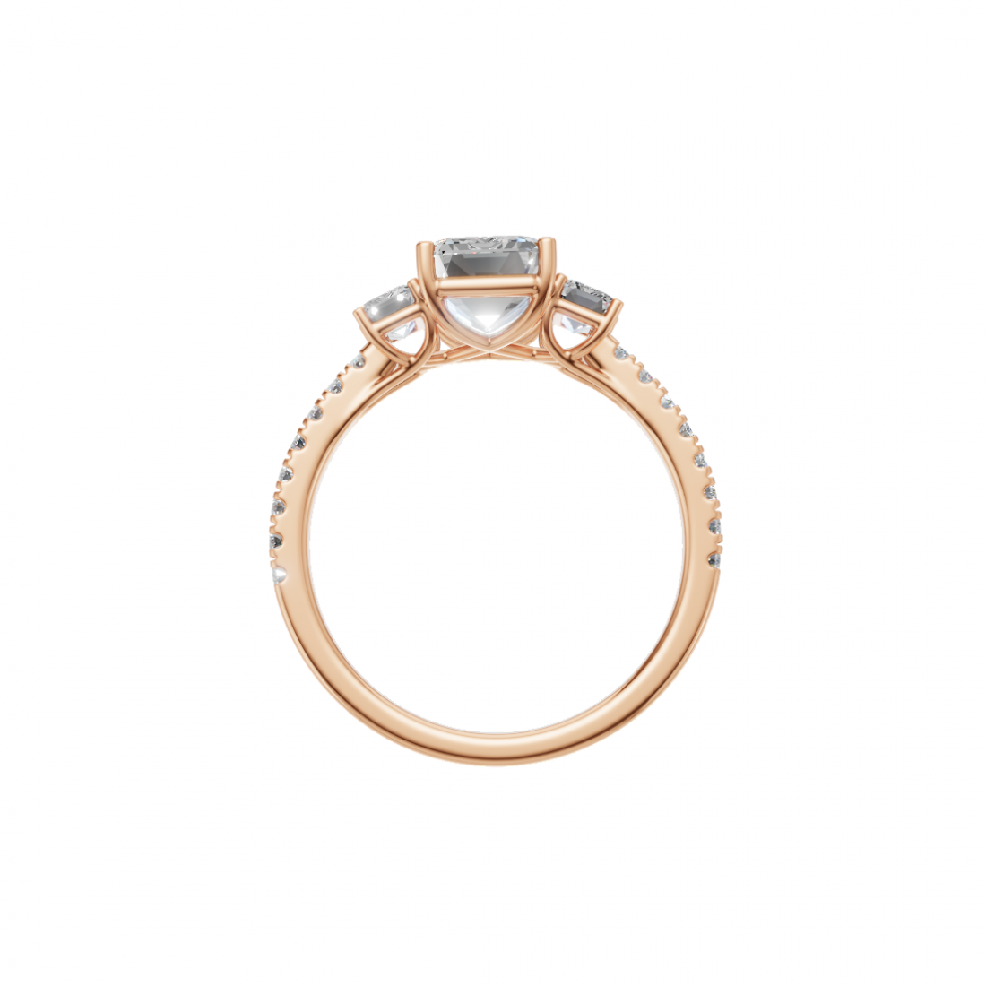 Trilogy - Emerald Cut Solitaire Diamond with Side Stones