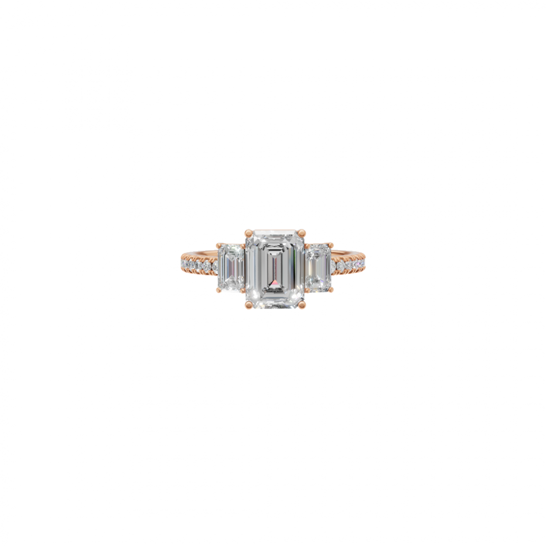 Trilogy - Emerald Cut Solitaire Diamond with Side Stones