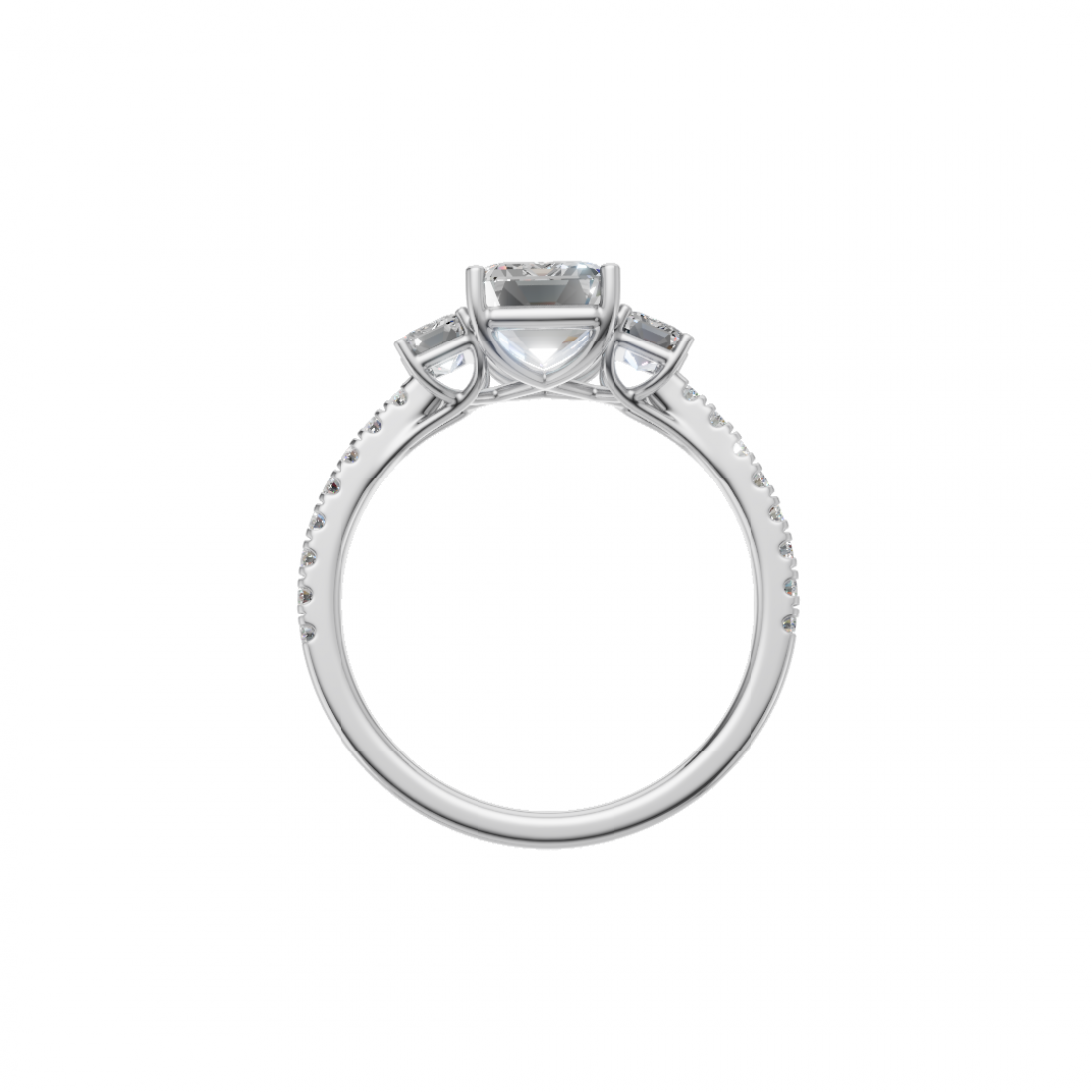Trilogy - Emerald Cut Solitaire Diamond with Side Stones