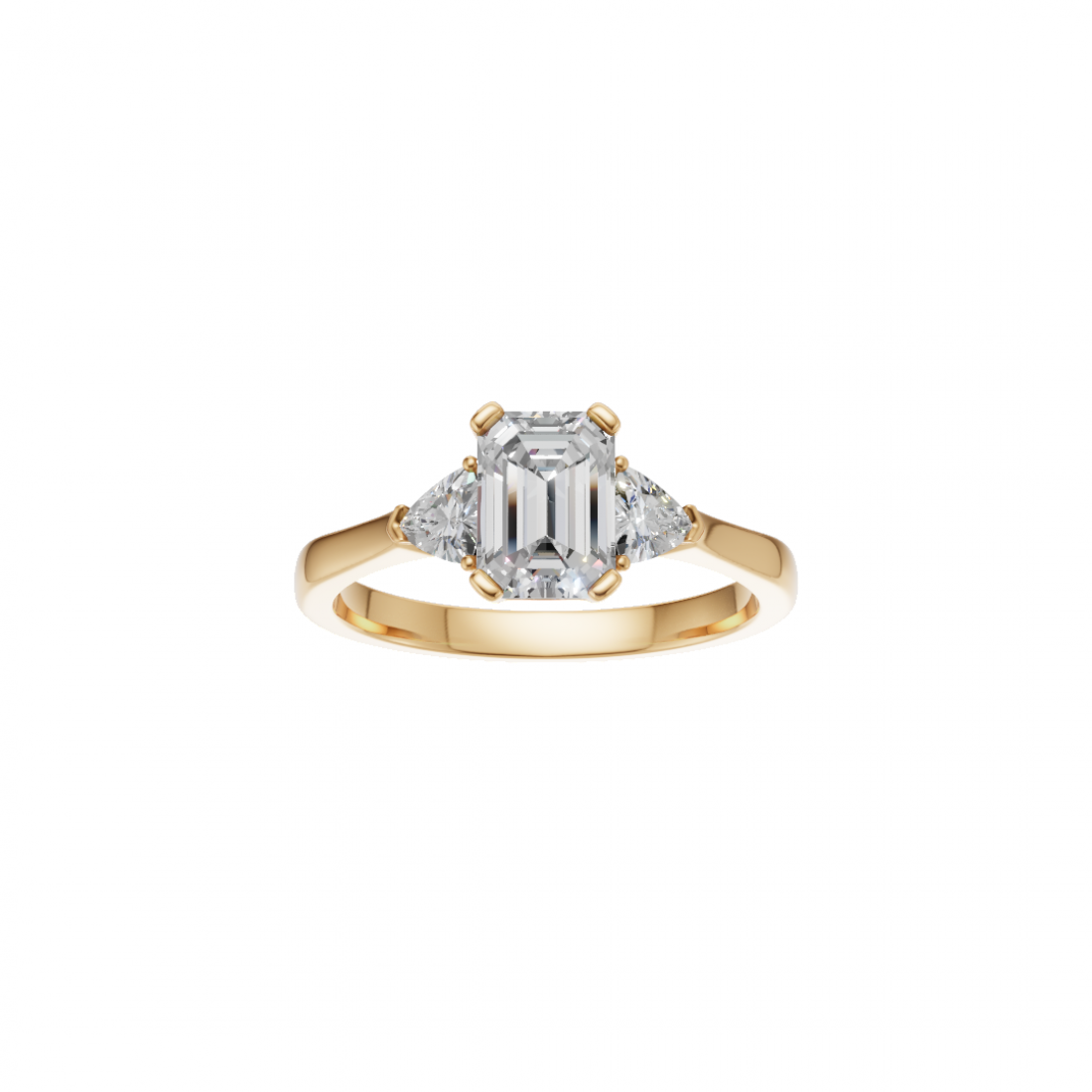 Trilogy Emerald and Trillion Cut Solitaire Diamond Ring