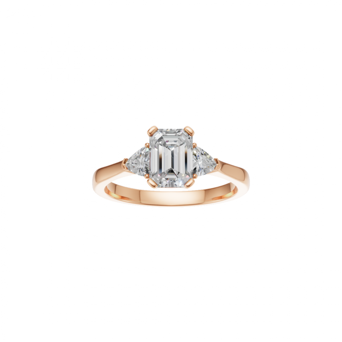 Trilogy Emerald and Trillion Cut Solitaire Diamond Ring