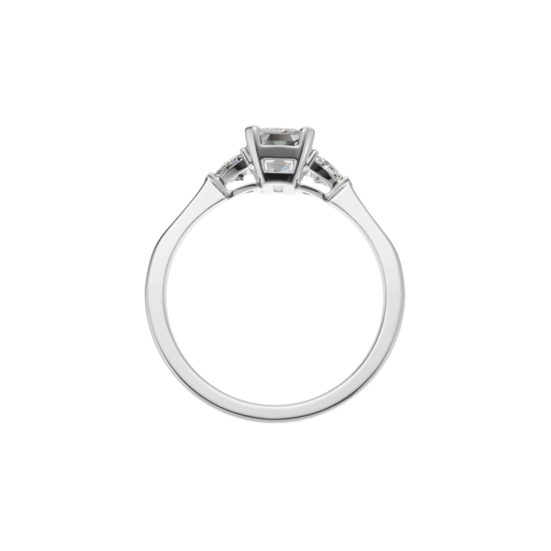 Trilogy Emerald and Trillion Cut Solitaire Diamond Ring