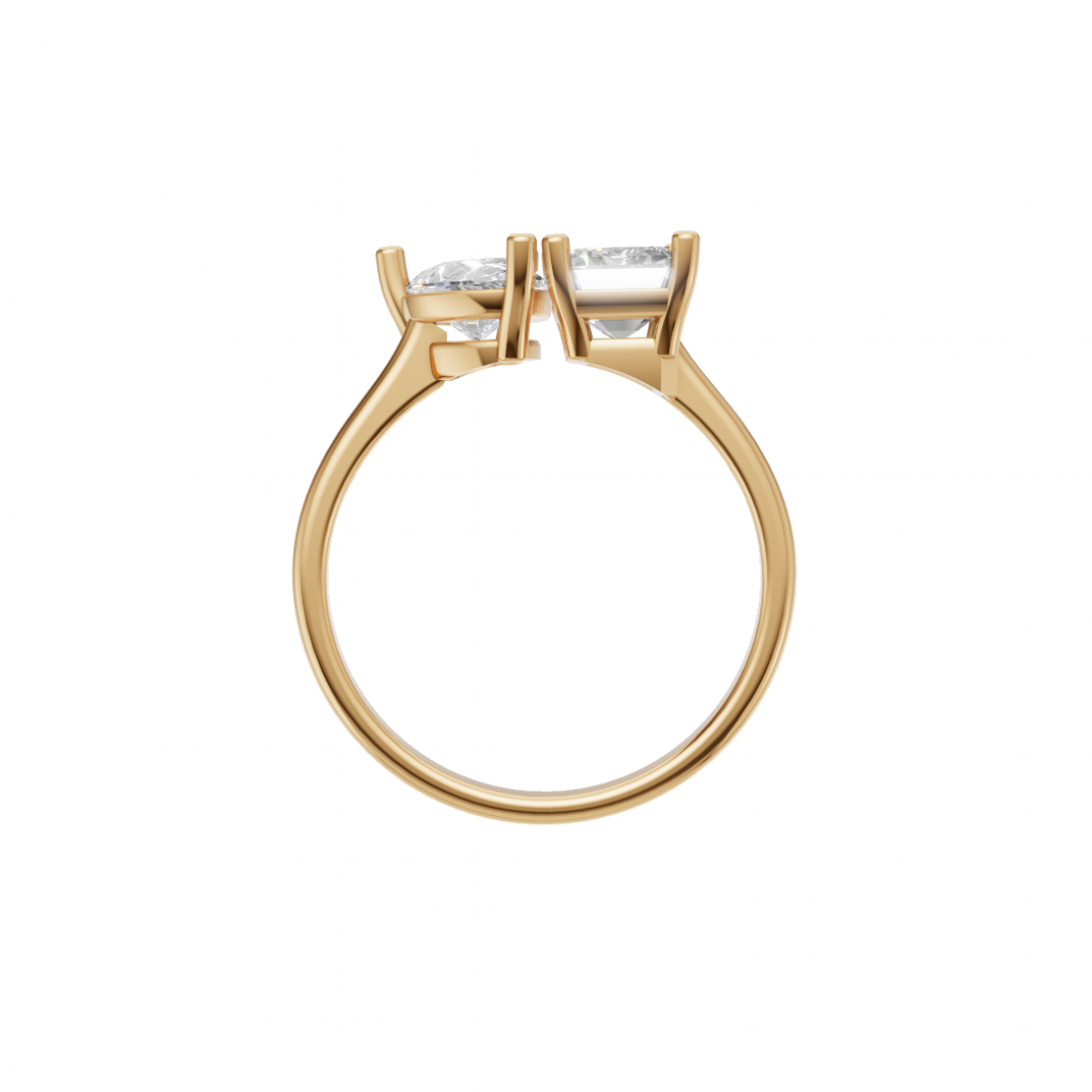 Toi et Moi Emerald and Pear Cut Diamond Ring