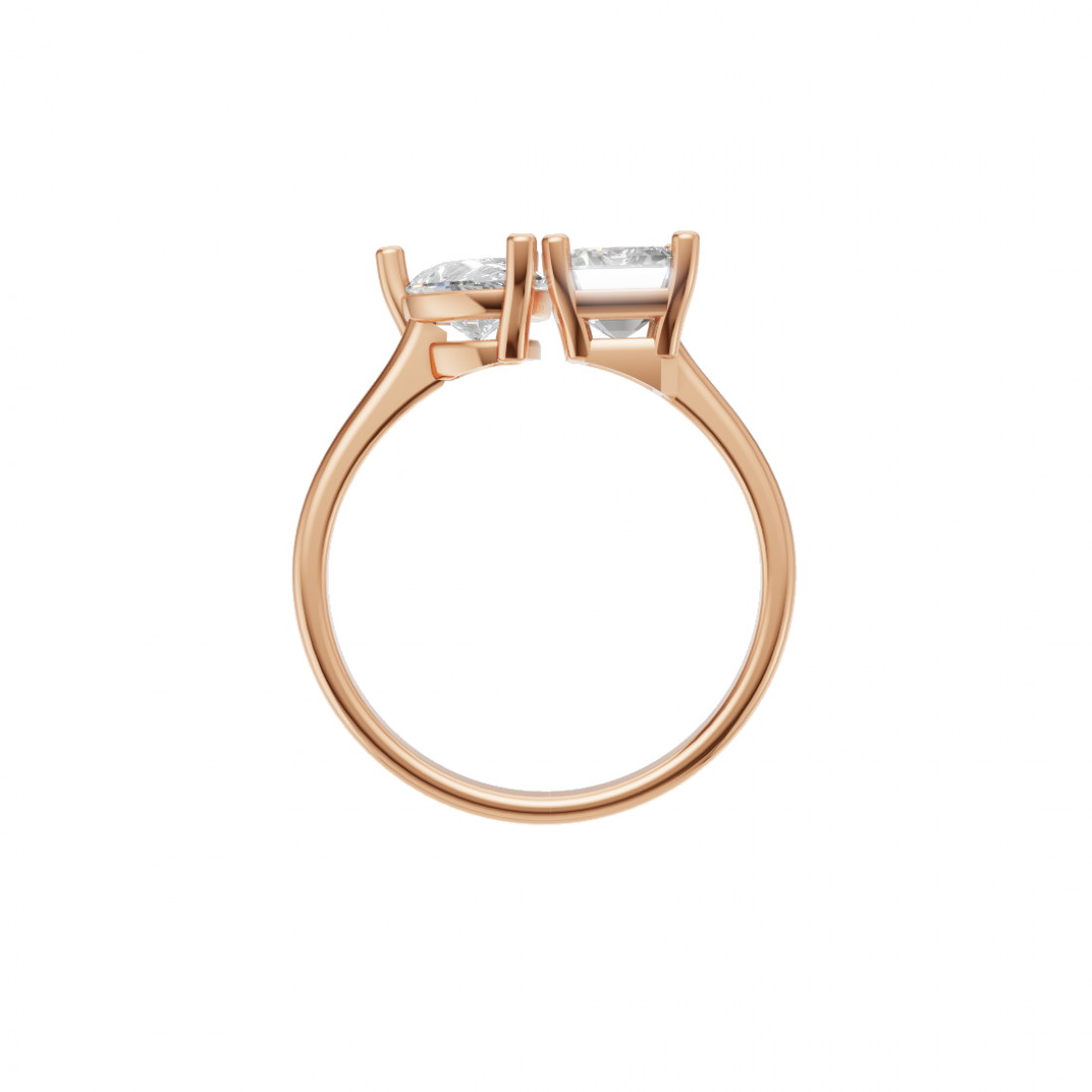 Toi et Moi Emerald and Pear Cut Diamond Ring