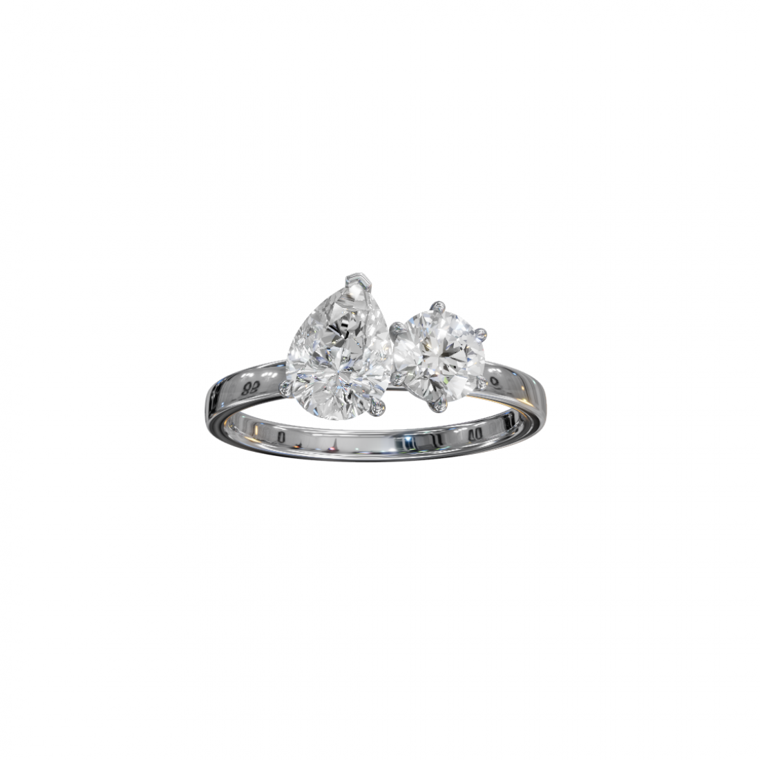 Toi Et Moi Pear and Round Diamond Ring