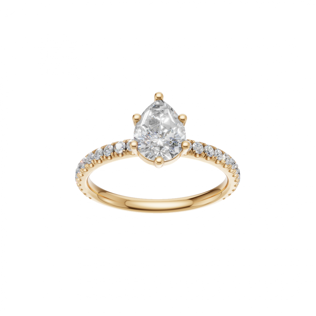 Pear Cut Diamond Ring with Pavé Band 