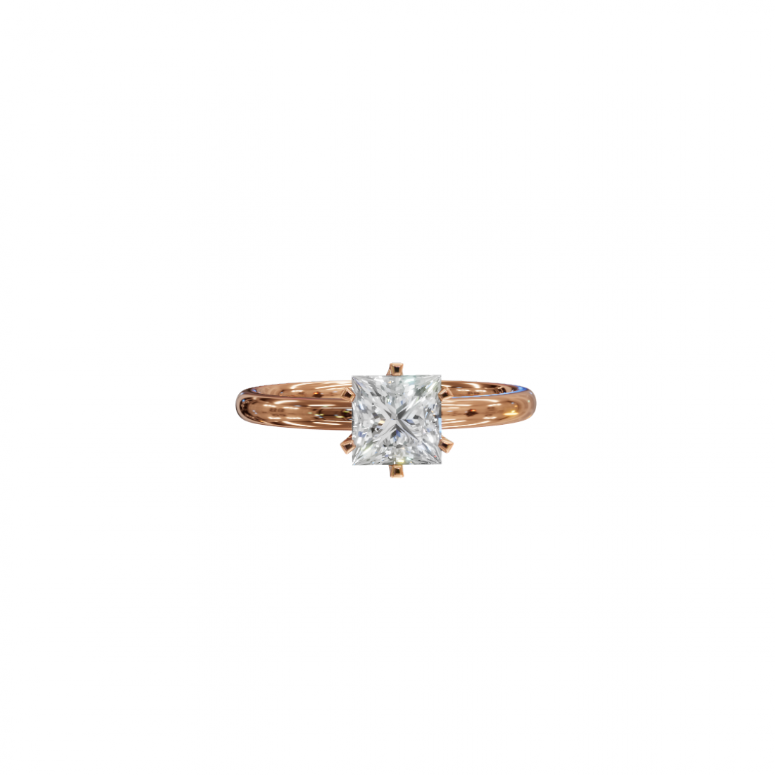 Six Prong Princess Cut Solitaire Ring 
