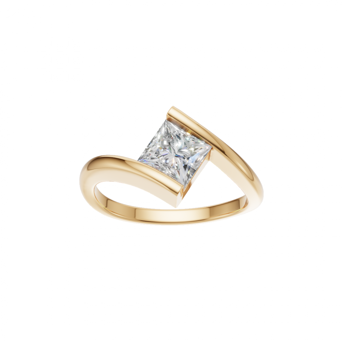 Princess-Cut Diamond Tension Setting Ring
