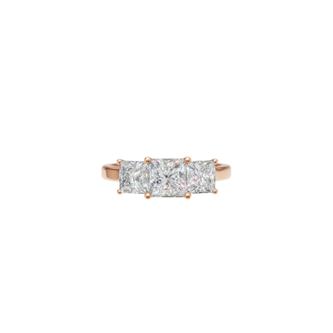 Trilogy Princess-Cut Diamond Ring in Cathedral Setting 