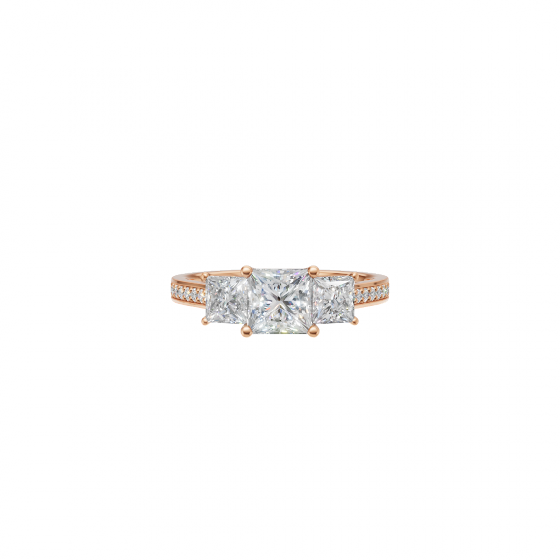 Trilogy Princess-Cut Diamond Pavé Ring 
